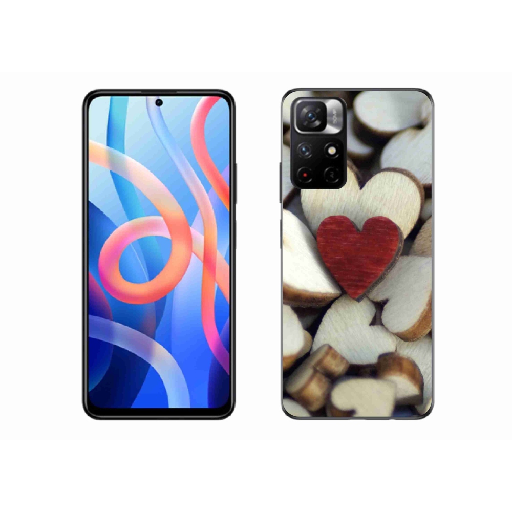 Gelový kryt mmCase na Xiaomi Poco M4 Pro 5G - gravírované červené srdce 