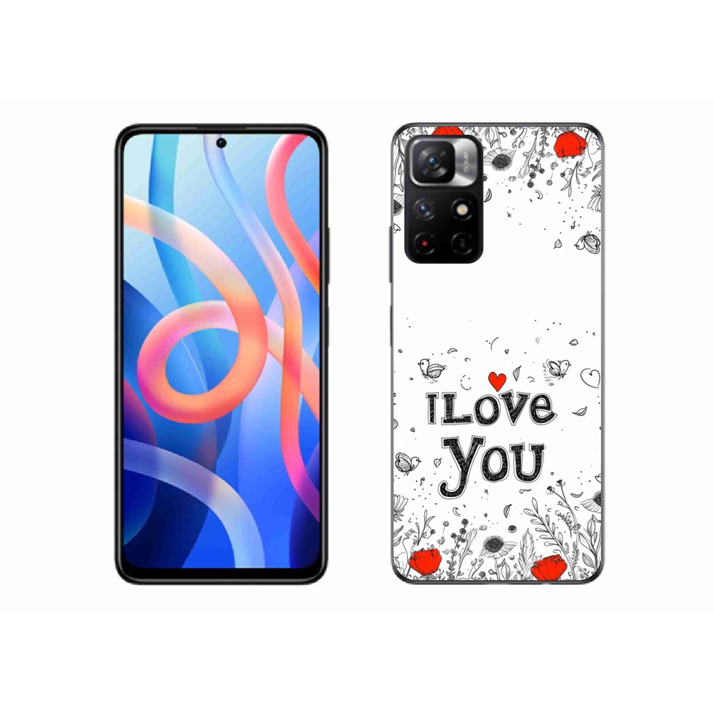 Gelový kryt mmCase na Xiaomi Poco M4 Pro 5G - I love you bílé pozadí