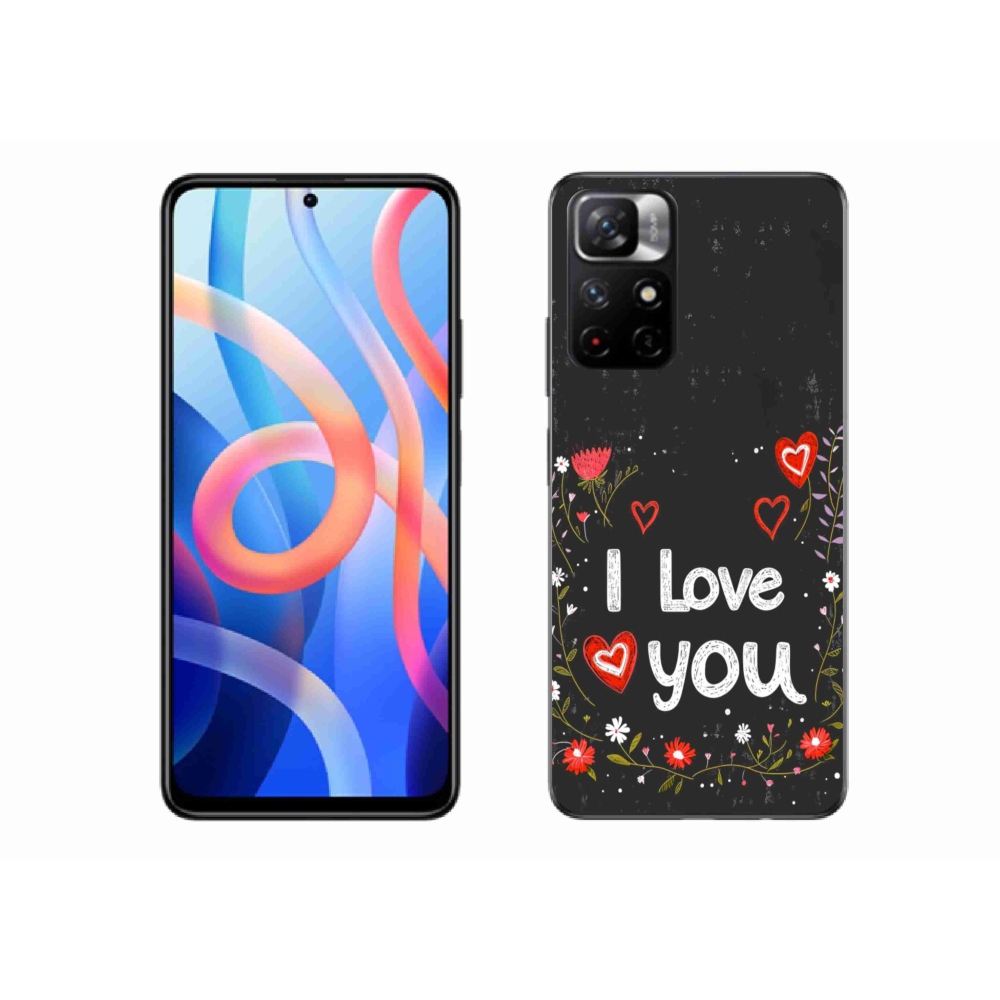 Gelový kryt mmCase na Xiaomi Poco M4 Pro 5G - I love you černé pozadí