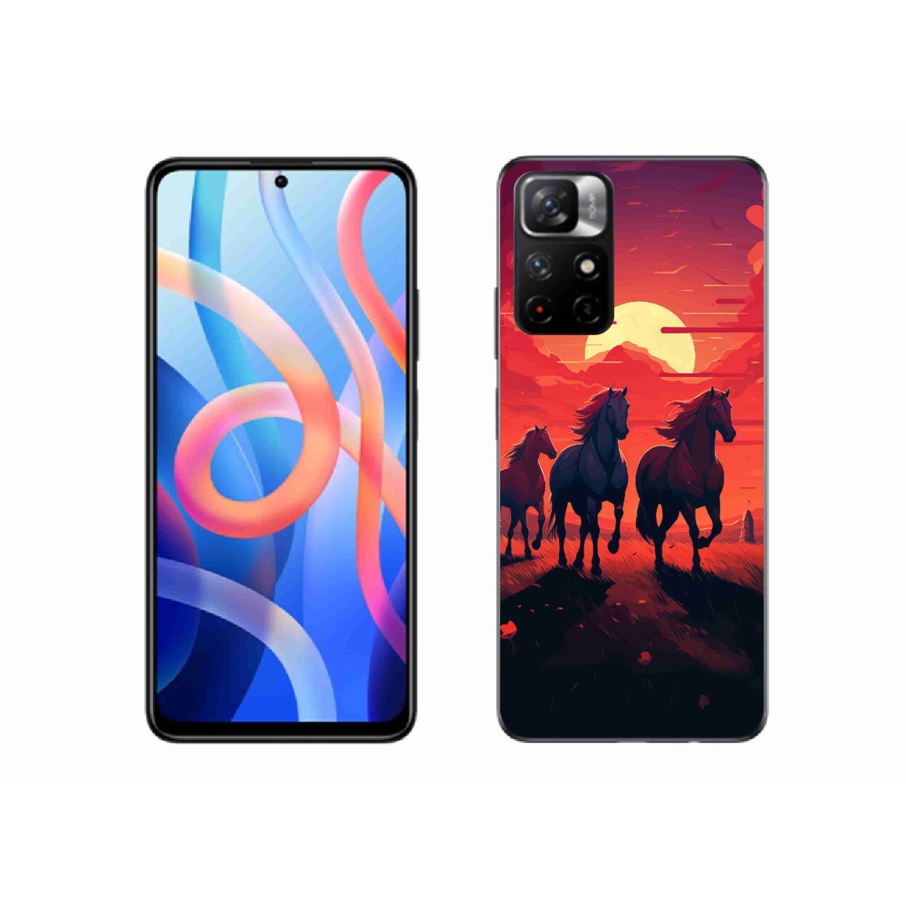 Gelový kryt mmCase na Xiaomi Poco M4 Pro 5G - koně a západ slunce