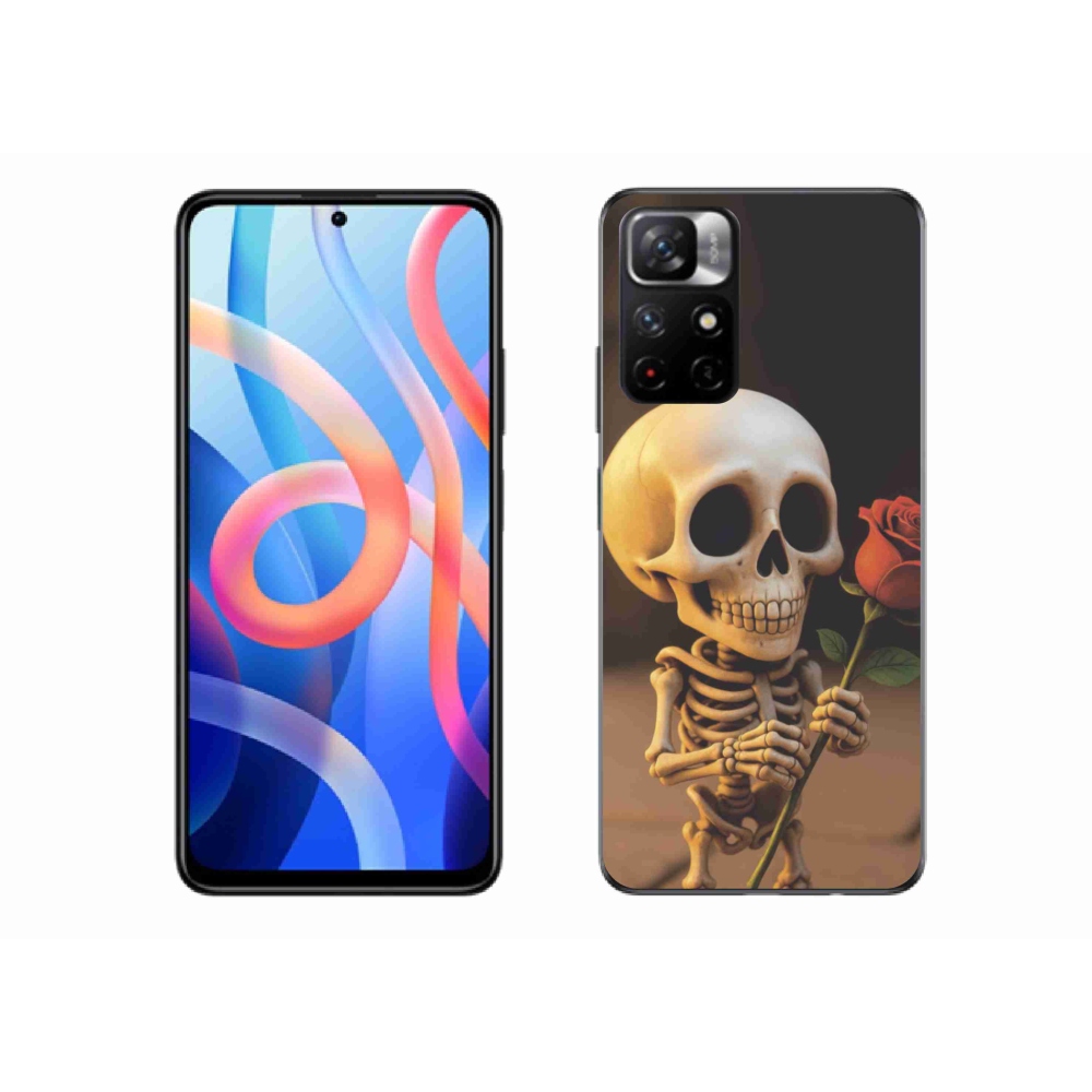 Gelový kryt mmCase na Xiaomi Poco M4 Pro 5G - kostlivec s růží