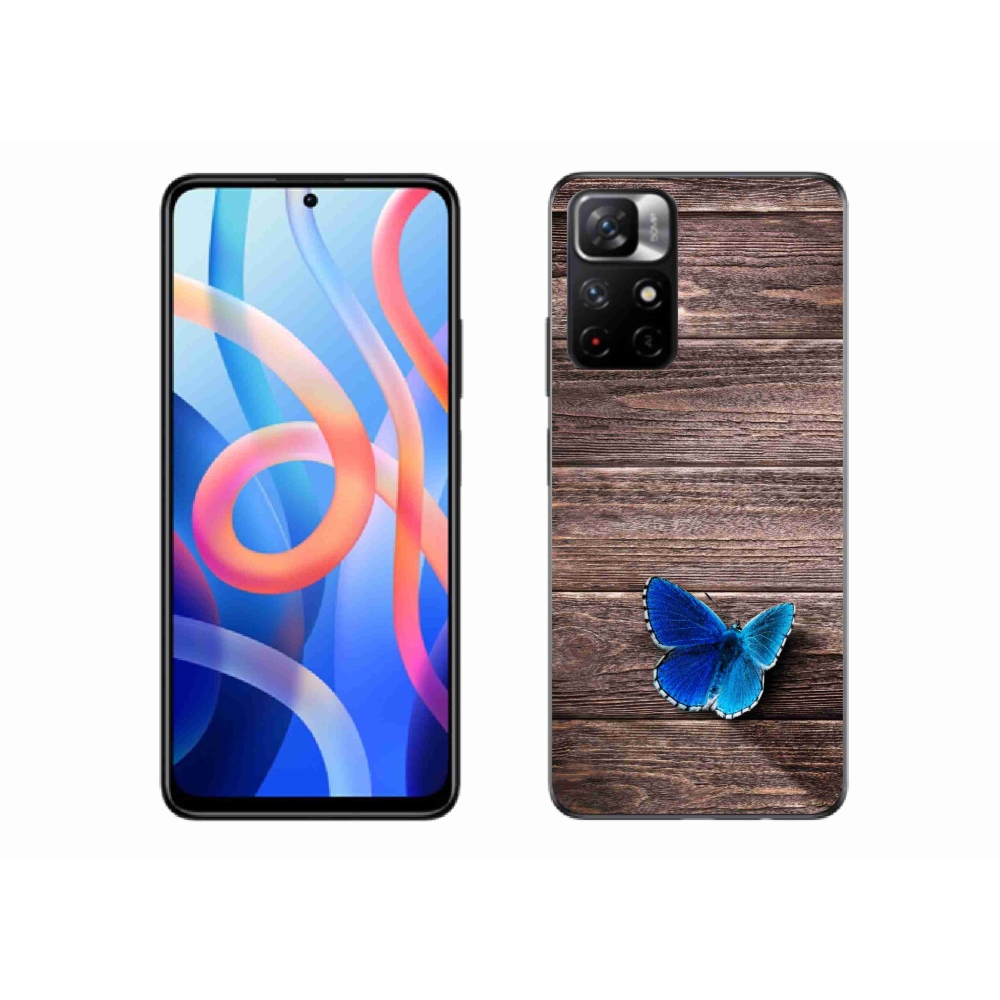 Gelový kryt mmCase na Xiaomi Poco M4 Pro 5G - modrý motýl 1