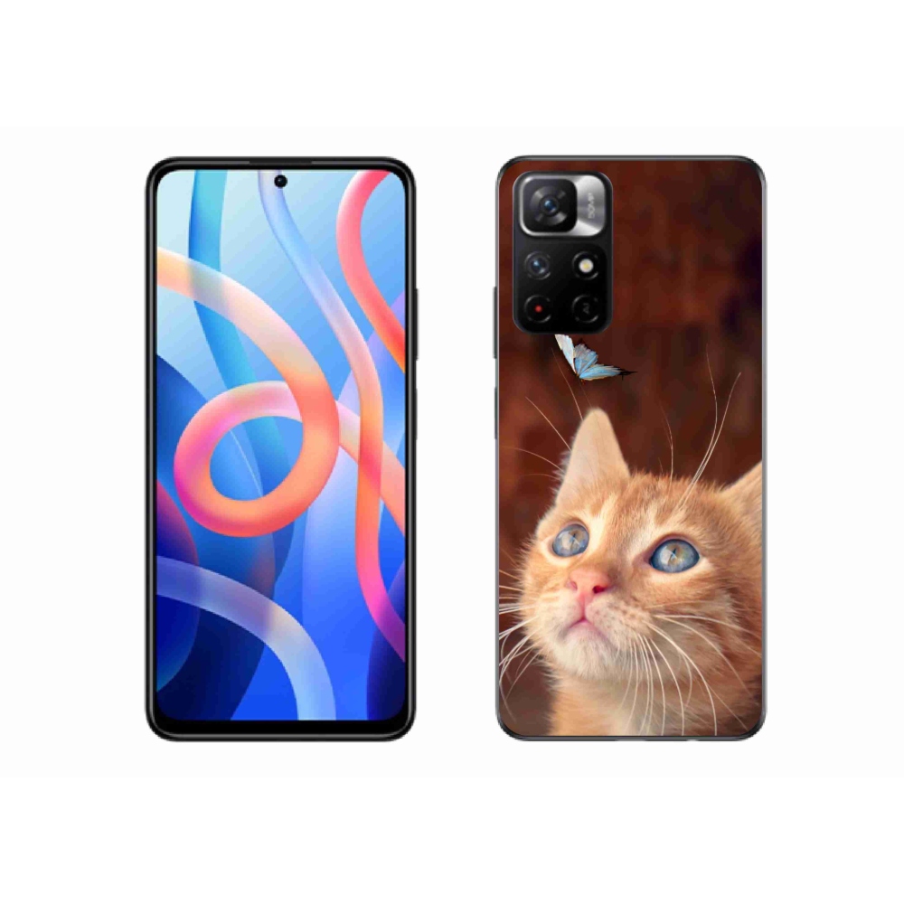 Gelový kryt mmCase na Xiaomi Poco M4 Pro 5G - motýl a kotě