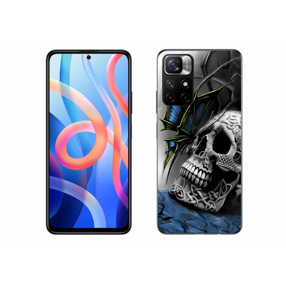 Gelový kryt mmCase na Xiaomi Poco M4 Pro 5G - motýl a lebka