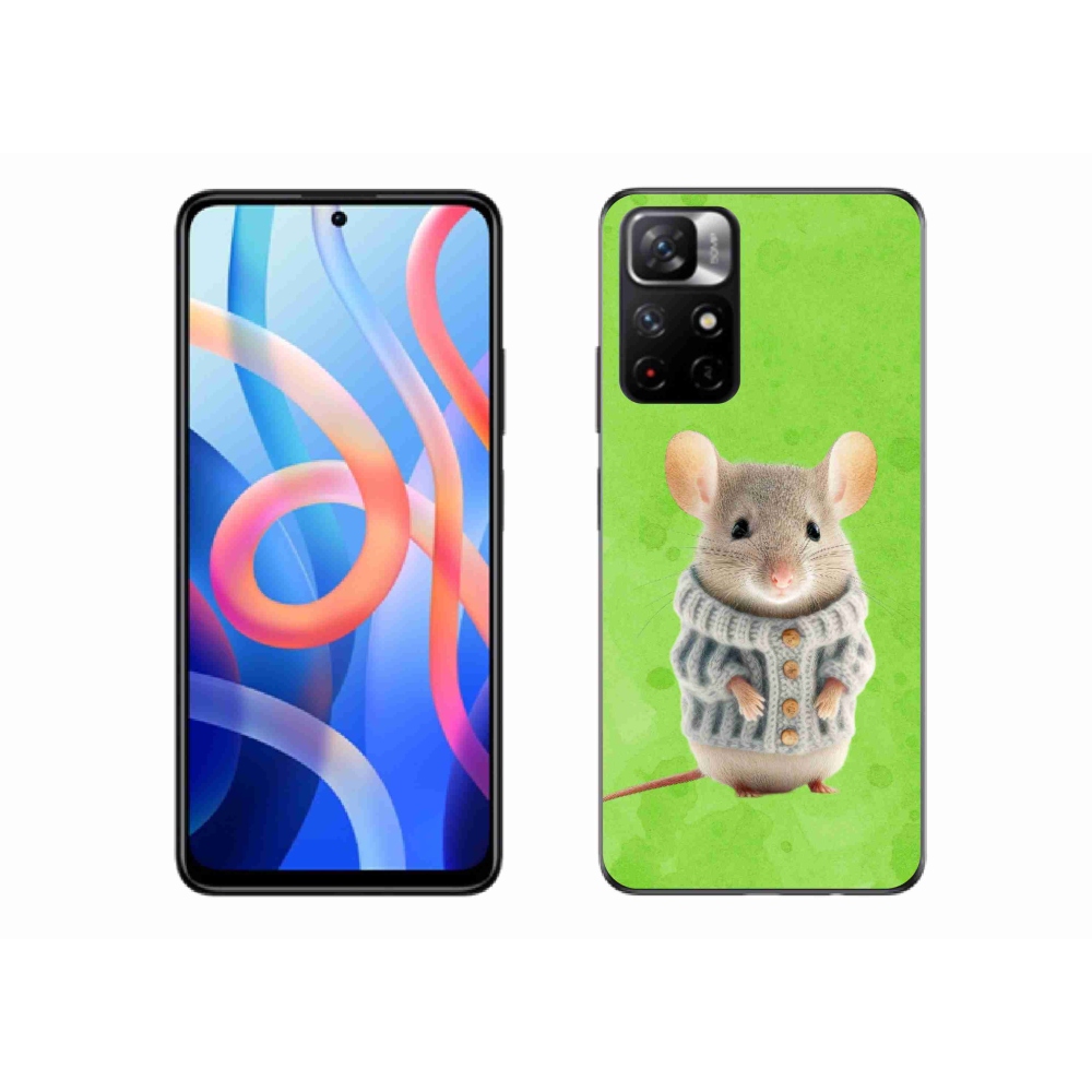 Gelový kryt mmCase na Xiaomi Poco M4 Pro 5G - myška ve svetru