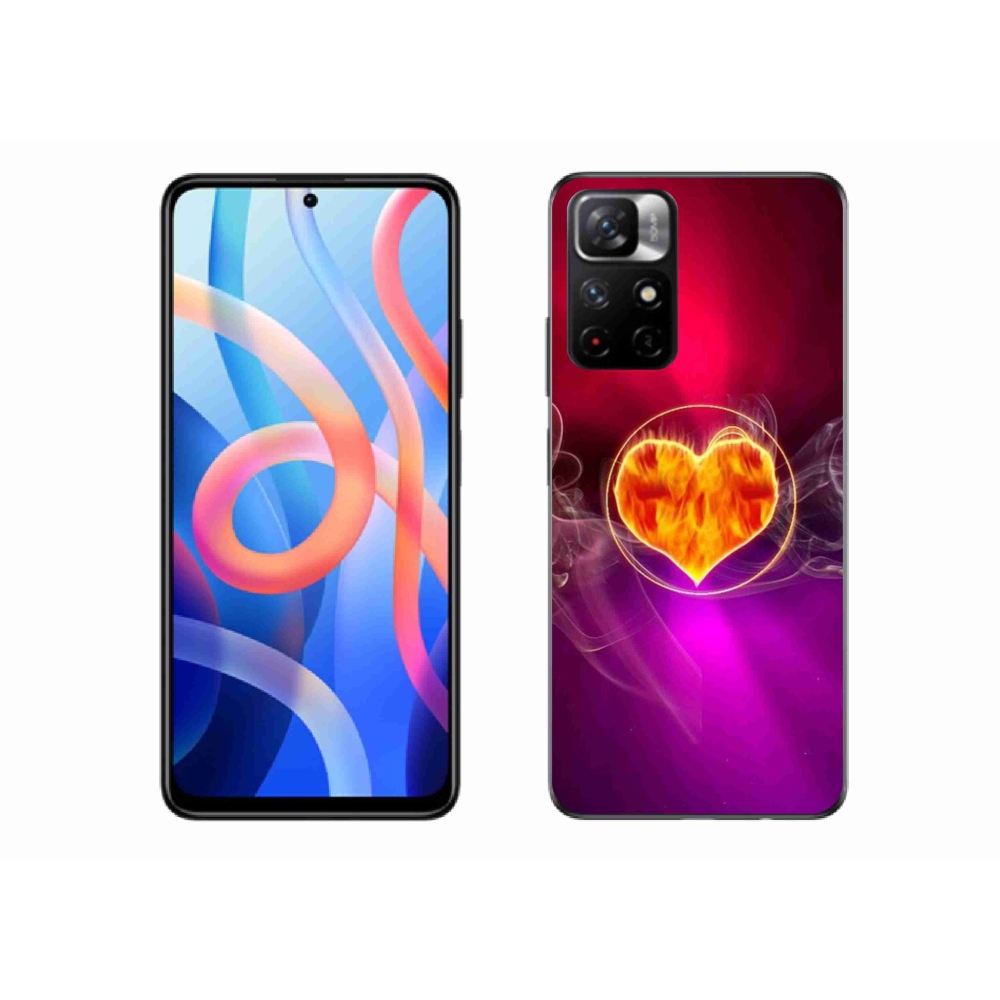 Gelový kryt mmCase na Xiaomi Poco M4 Pro 5G - ohnivé srdce