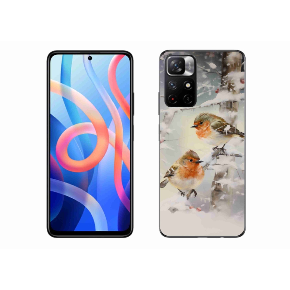 Gelový kryt mmCase na Xiaomi Poco M4 Pro 5G - ptáčci v zimě
