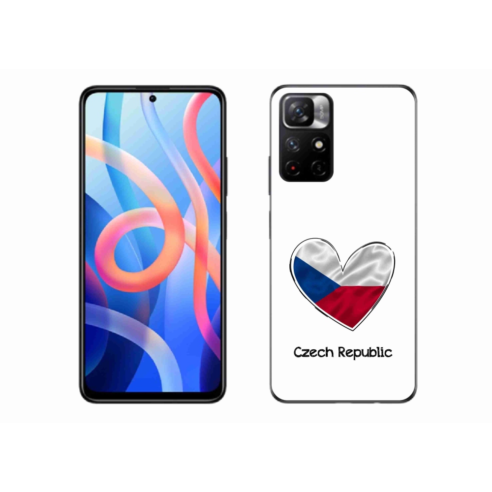 Gelový kryt mmCase na Xiaomi Poco M4 Pro 5G - vlajka srdce bílé pozadí