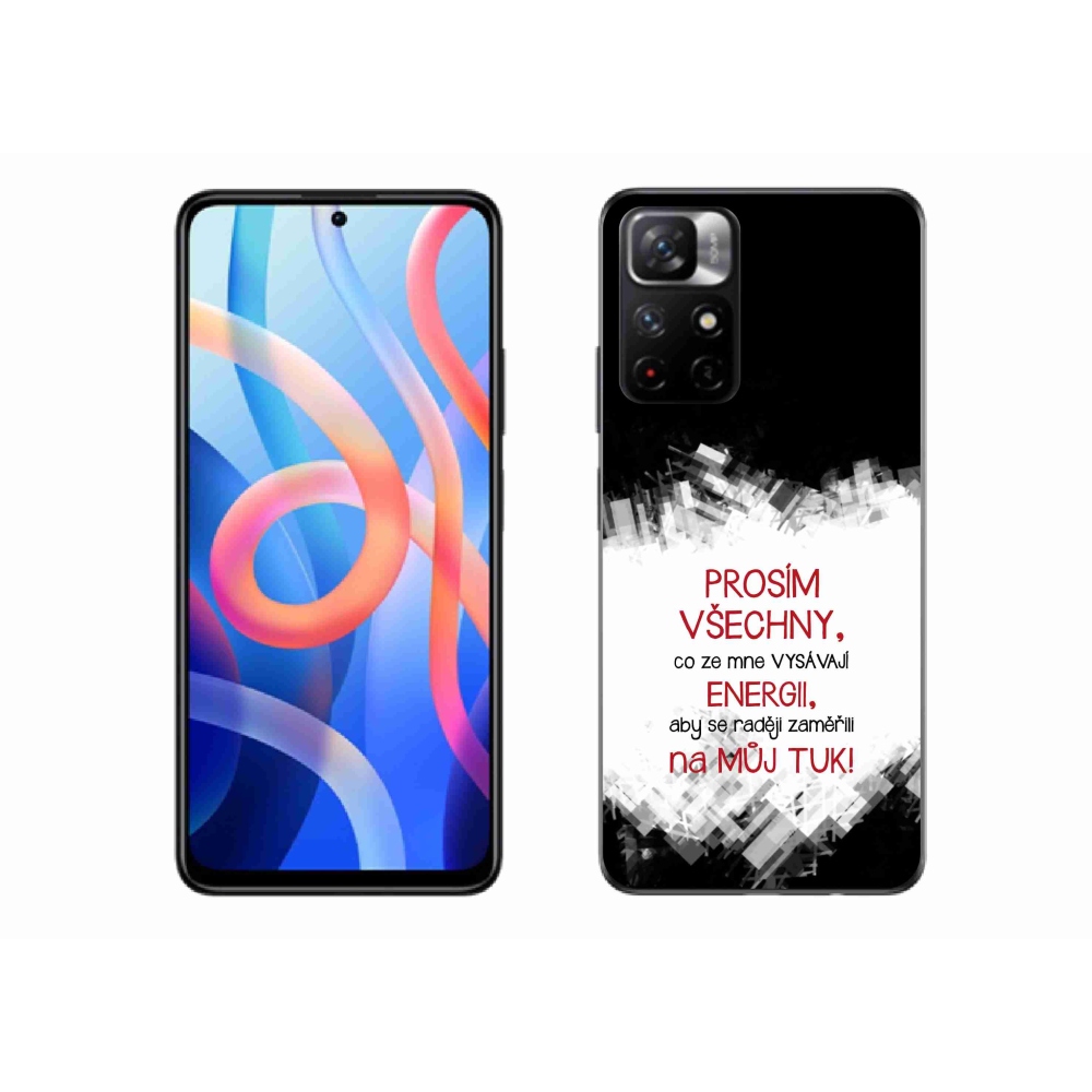 Gelový kryt mmCase na Xiaomi Poco M4 Pro 5G - vtipný text 1 červený