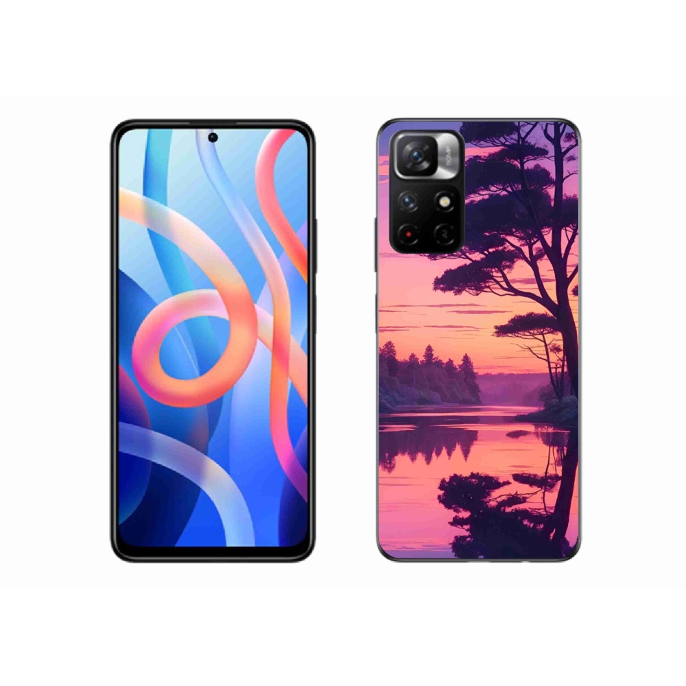 Gelový kryt mmCase na Xiaomi Poco M4 Pro 5G - západ slunce nad jezerem