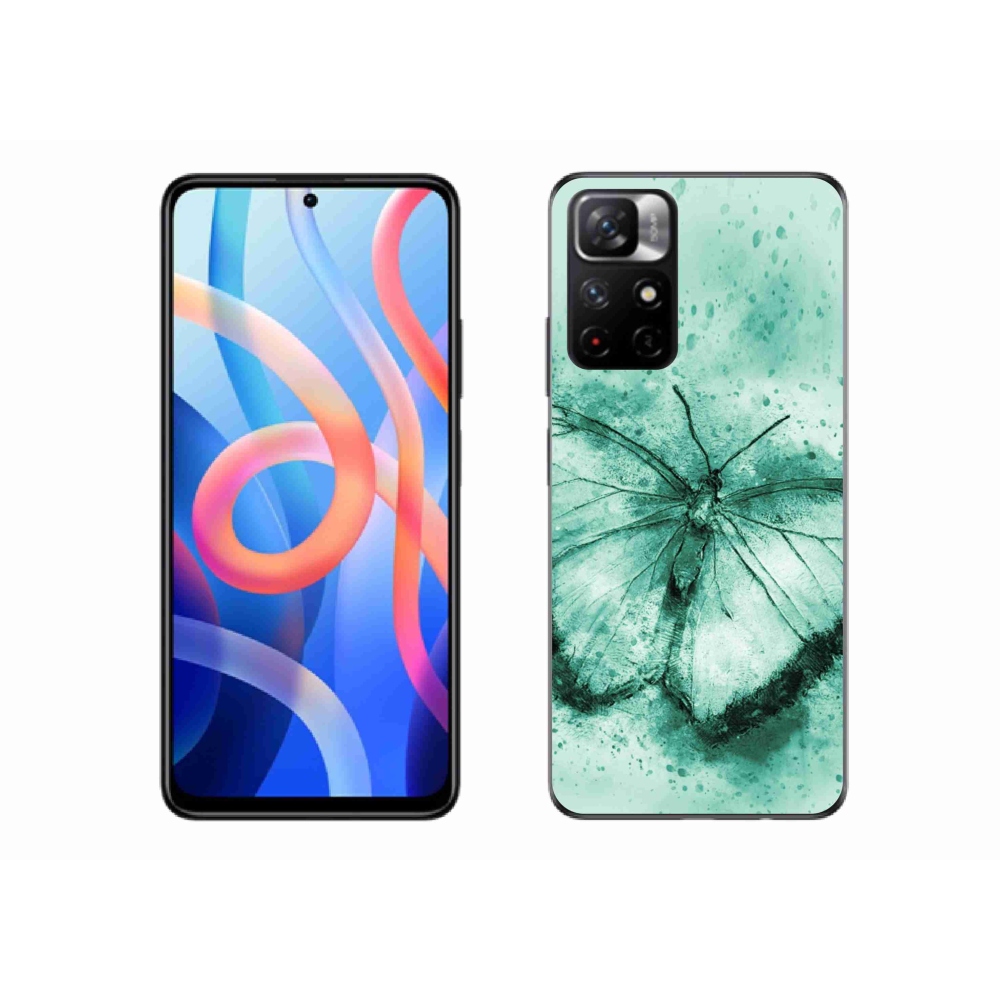 Gelový kryt mmCase na Xiaomi Poco M4 Pro 5G - zelený motýl