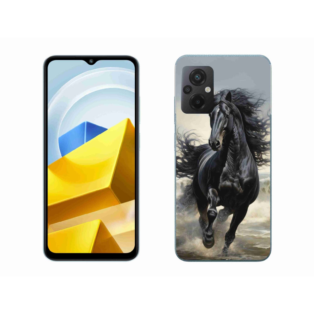 Gelový kryt mmCase na Xiaomi Poco M5 4G - běžící černý kůň