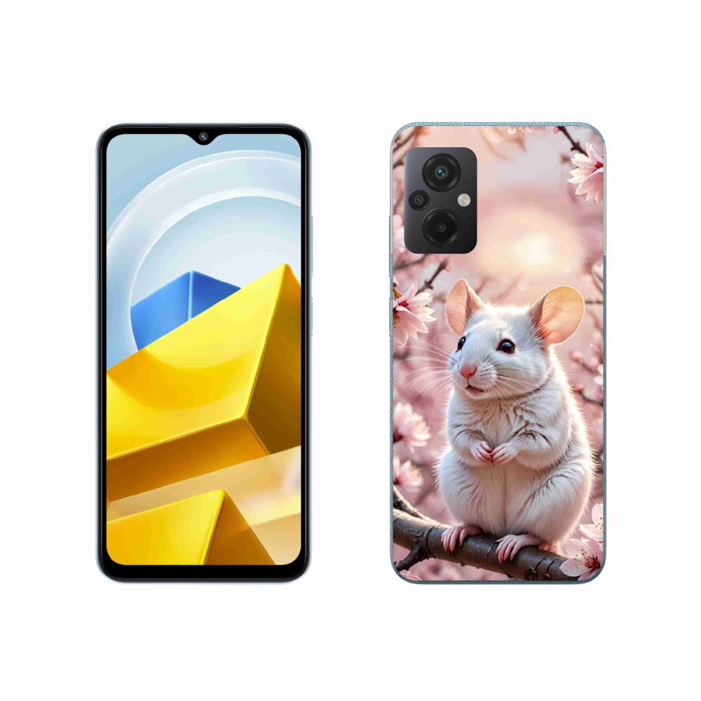 Gelový kryt mmCase na Xiaomi Poco M5 4G - bílá myš na větvi