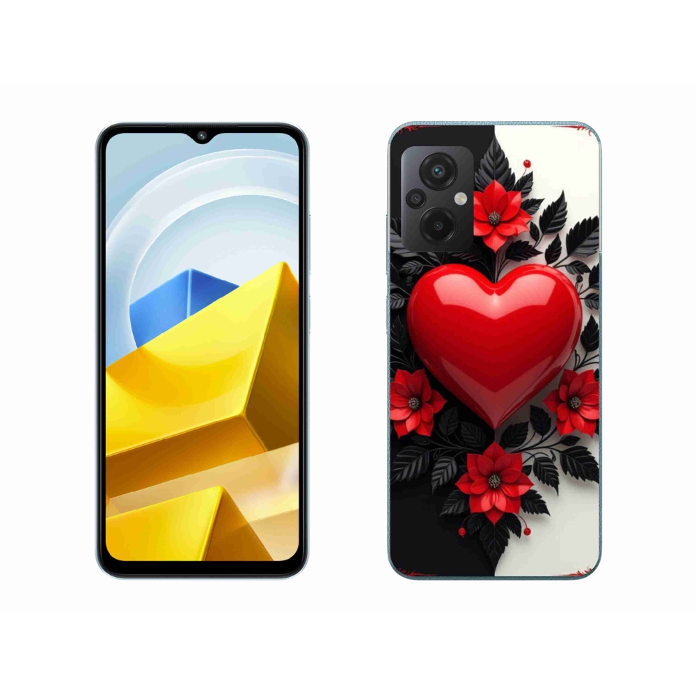 Gelový kryt mmCase na Xiaomi Poco M5 4G - červené srdce