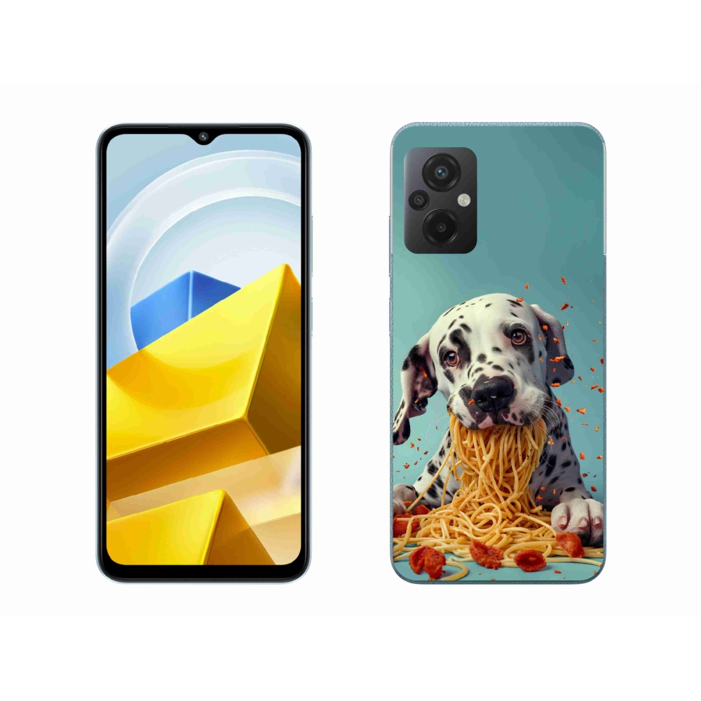 Gelový kryt mmCase na Xiaomi Poco M5 4G - dalmatin a špagety