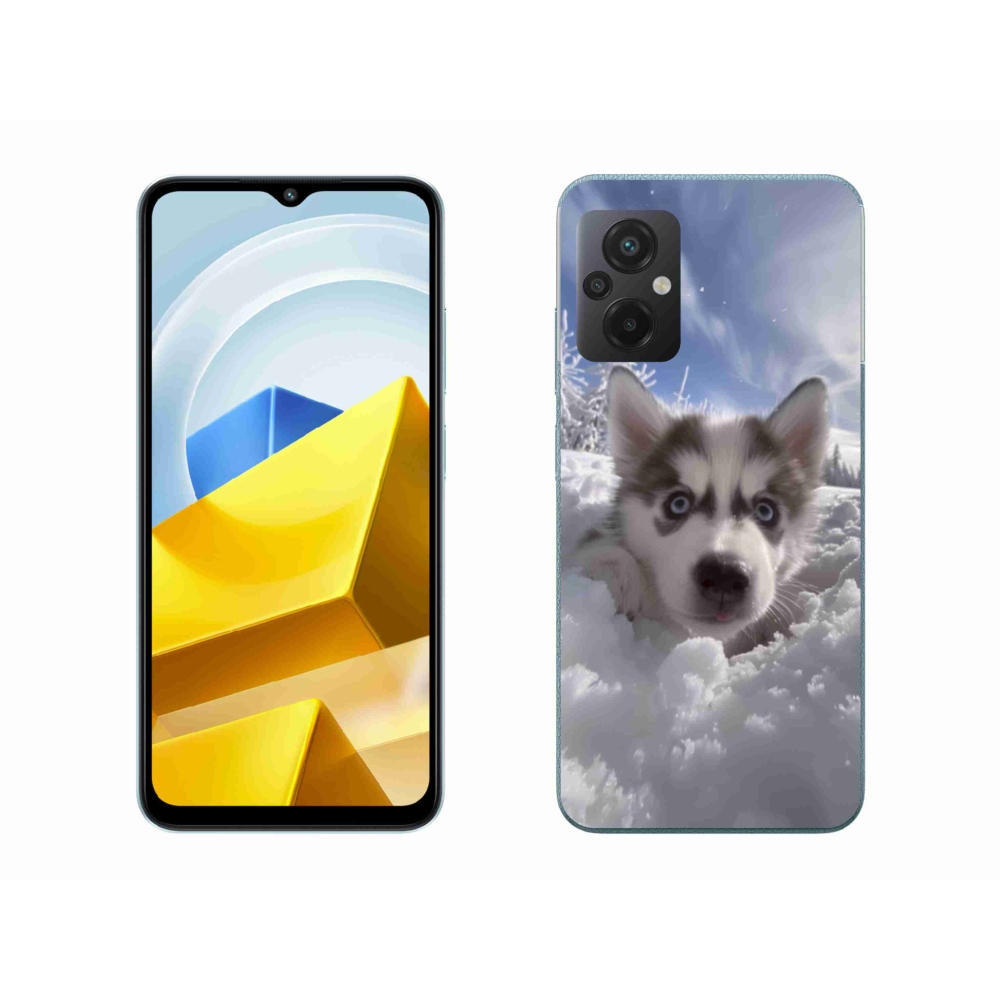 Gelový kryt mmCase na Xiaomi Poco M5 4G - husky ve sněhu