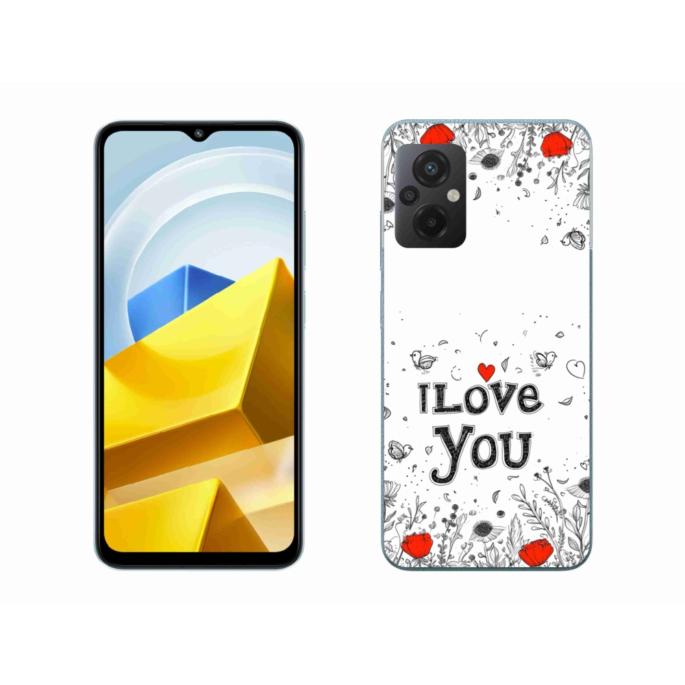 Gelový kryt mmCase na Xiaomi Poco M5 4G - I love you bílé pozadí