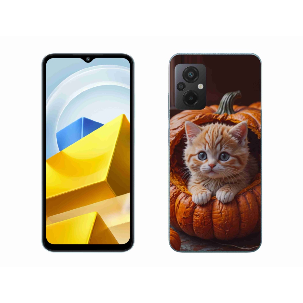 Gelový kryt mmCase na Xiaomi Poco M5 4G - kotě a dýně 2