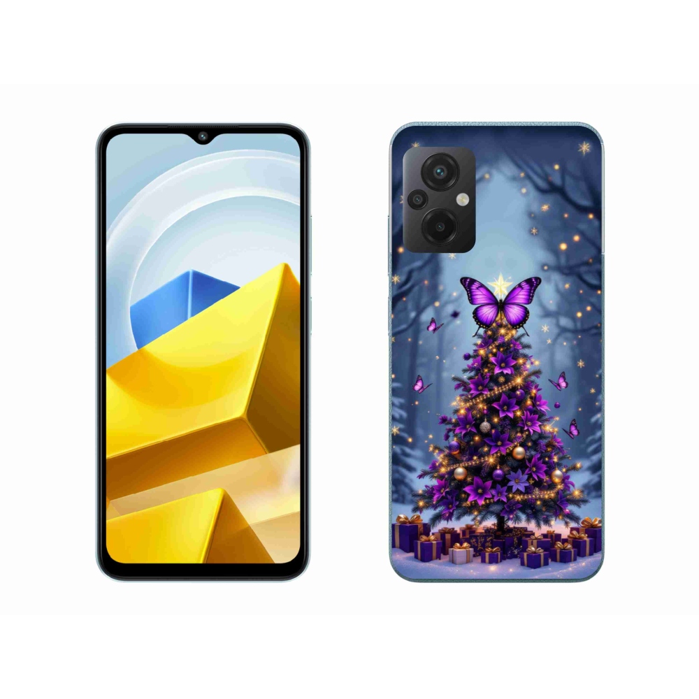 Gelový kryt mmCase na Xiaomi Poco M5 4G - motýlí vánoční stromek