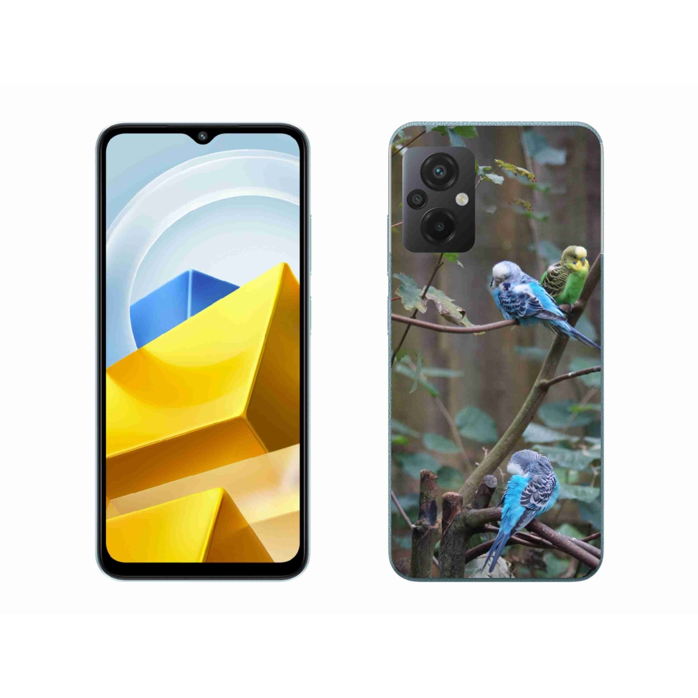 Gelový kryt mmCase na Xiaomi Poco M5 4G - papoušci na větvi