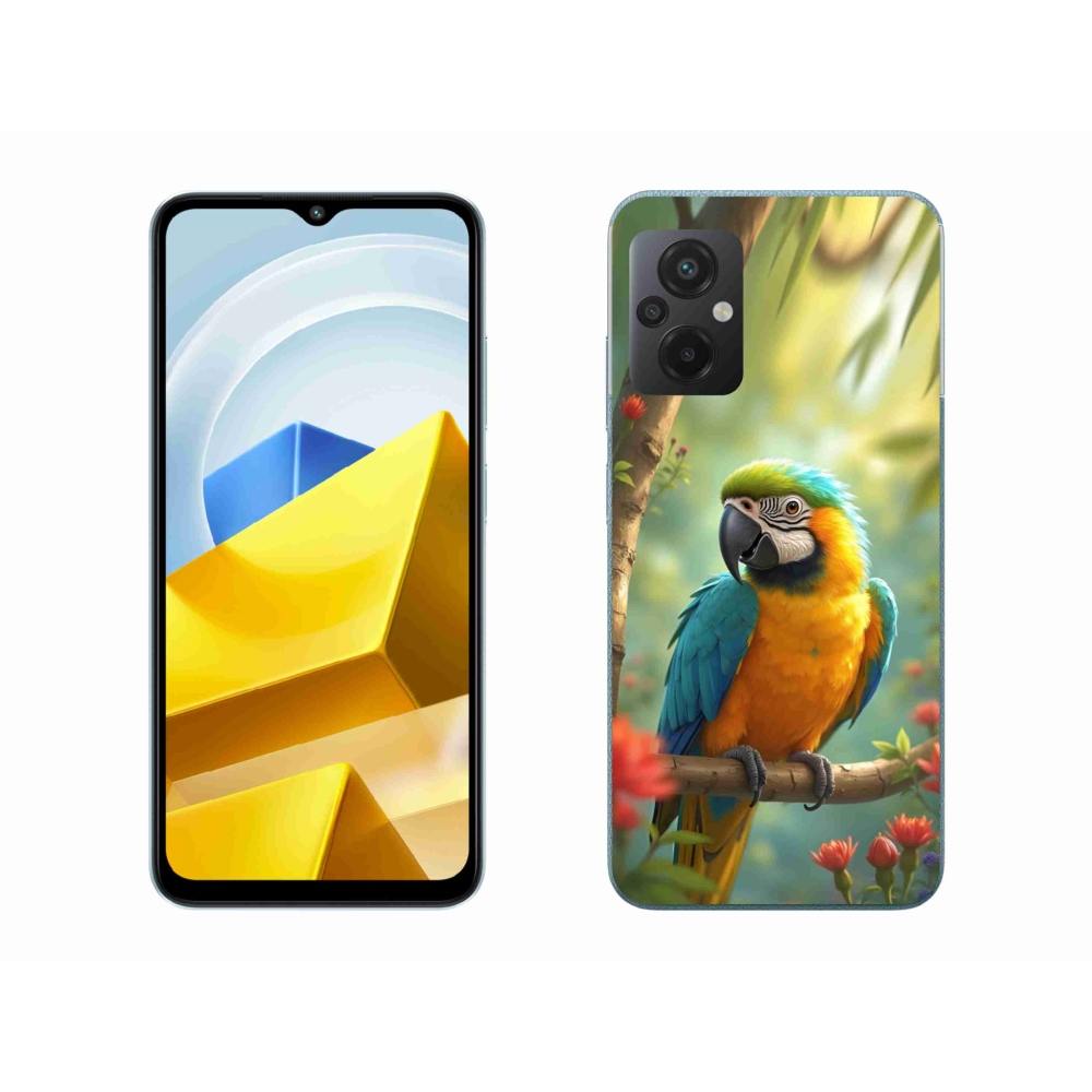 Gelový kryt mmCase na Xiaomi Poco M5 4G - papoušek ara modrožlutá