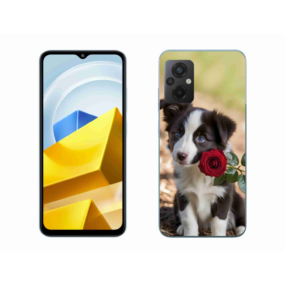Gelový kryt mmCase na Xiaomi Poco M5 4G - roztomilá border kolie s růží