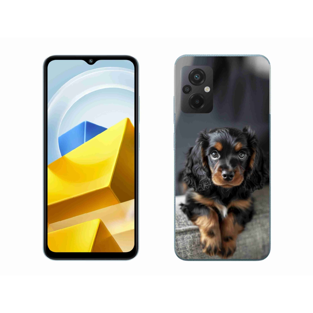 Gelový kryt mmCase na Xiaomi Poco M5 4G - roztomilý dlouhosrstý jezevčík