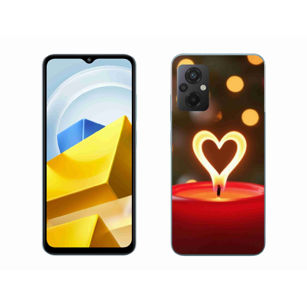 Gelový kryt mmCase na Xiaomi Poco M5 4G - srdce z plamene