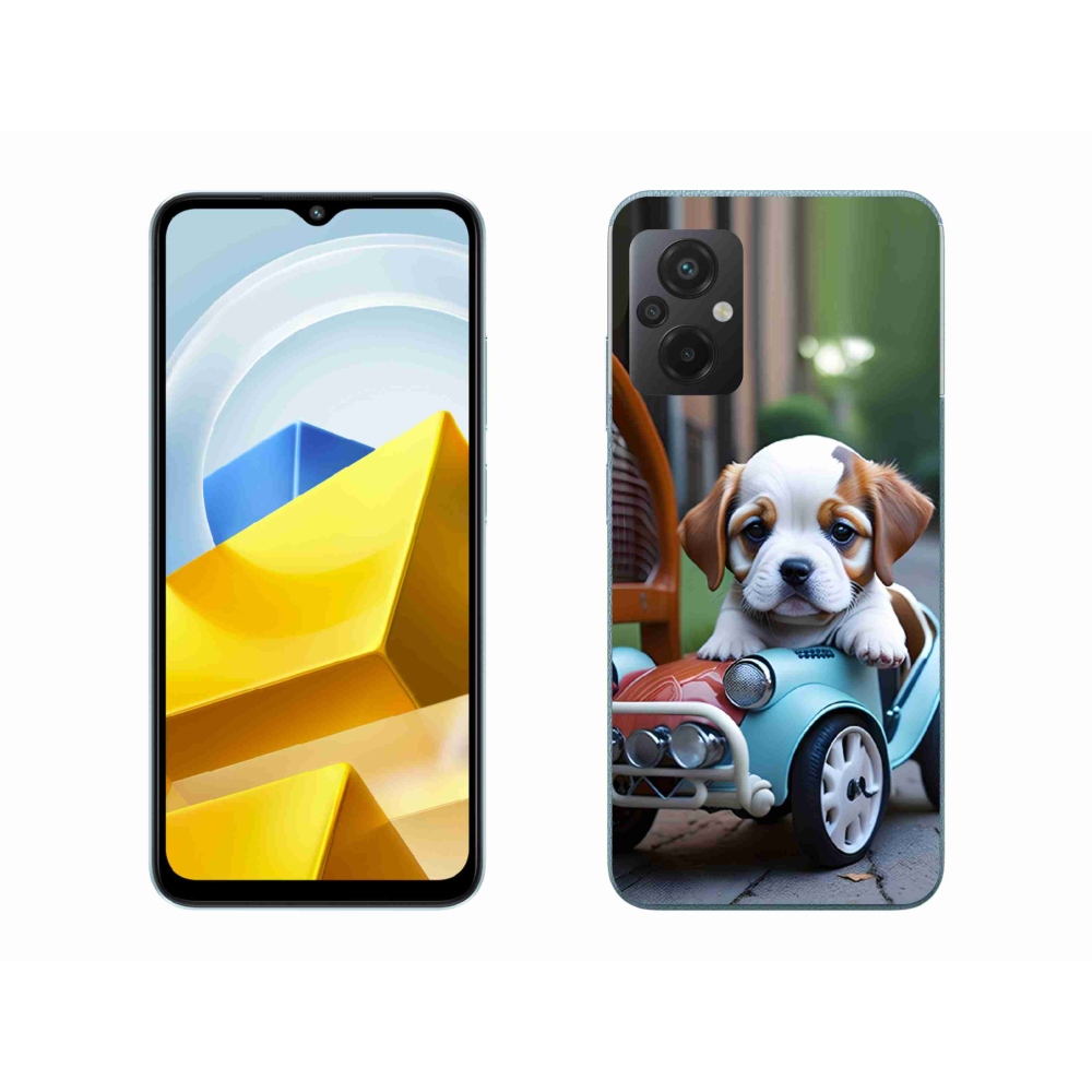 Gelový kryt mmCase na Xiaomi Poco M5 4G - štěně v retro autě