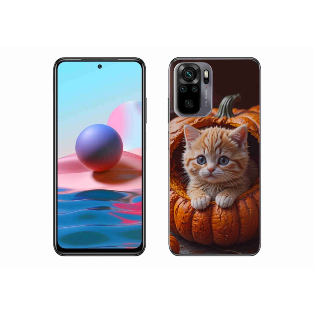 Gelový kryt mmCase na Xiaomi Poco M5s - kotě a dýně 2