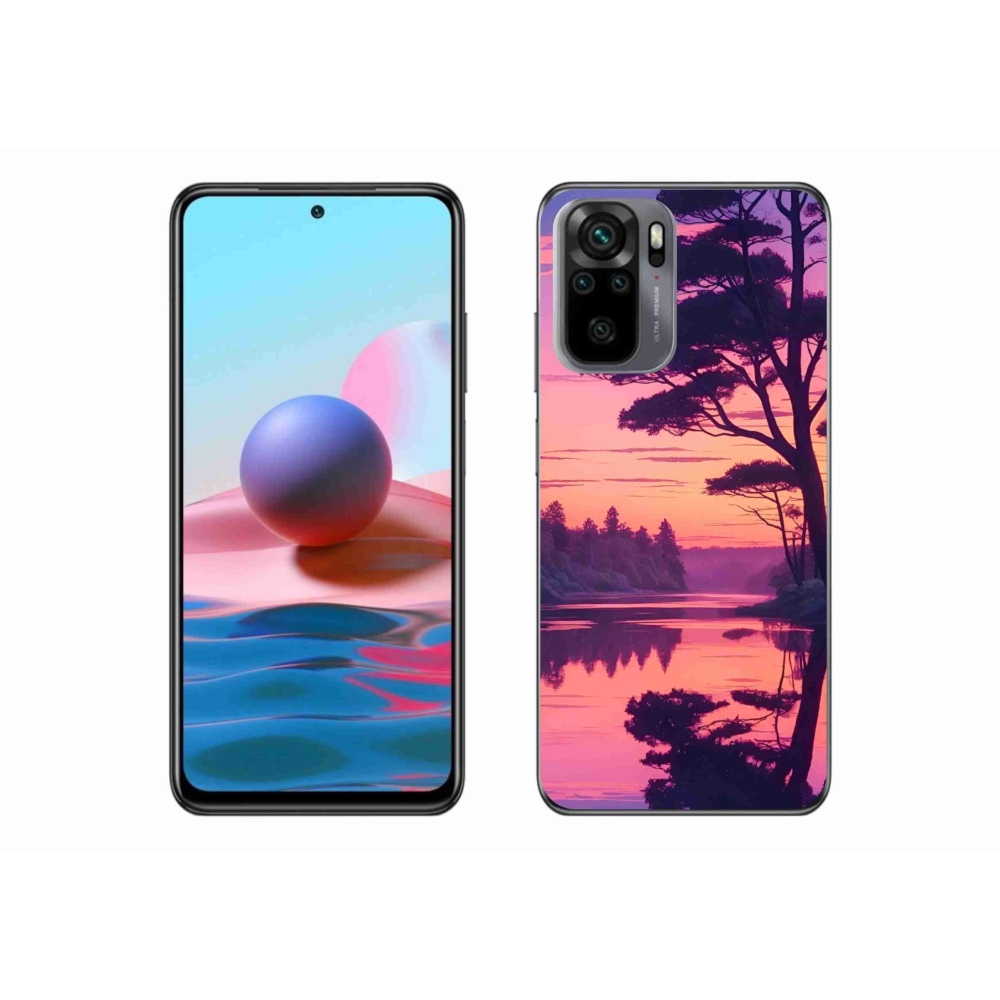 Gelový kryt mmCase na Xiaomi Poco M5s - západ slunce nad jezerem