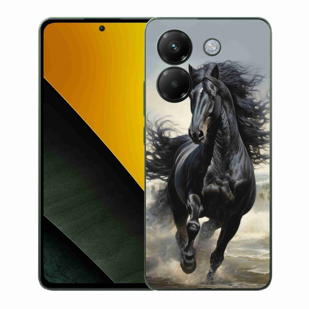 Gelový kryt mmCase na Xiaomi Poco M7 Pro 5G - běžící černý kůň