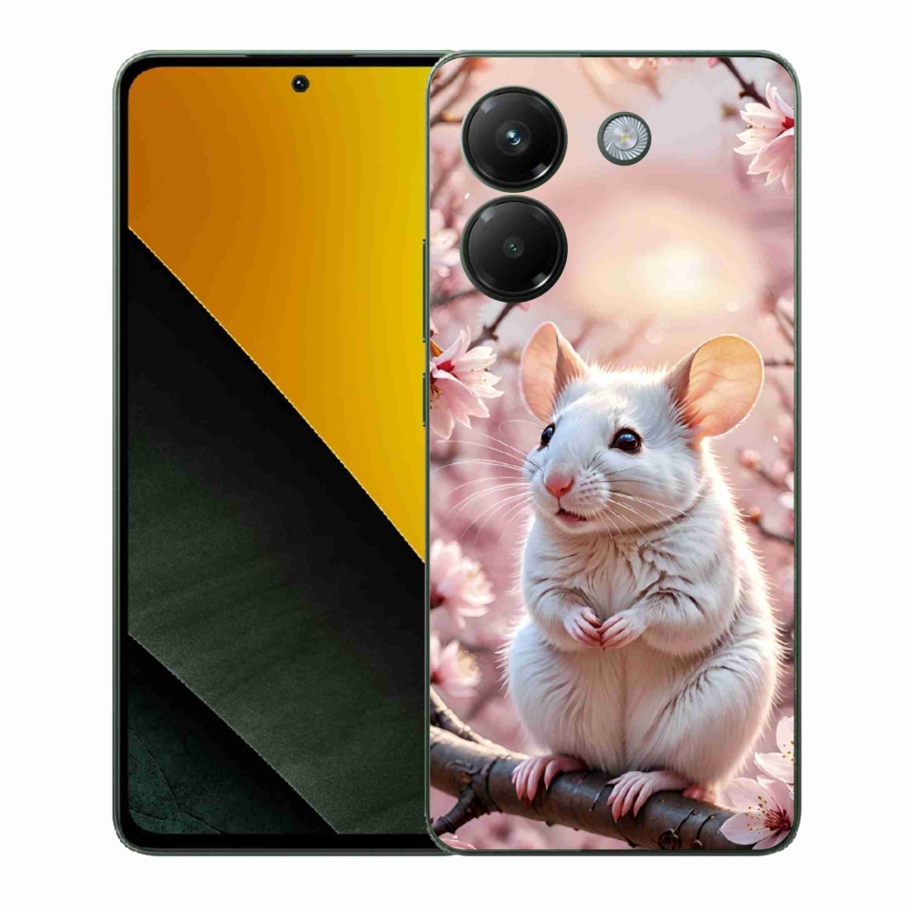 Gelový kryt mmCase na Xiaomi Poco M7 Pro 5G - bílá myš na větvi