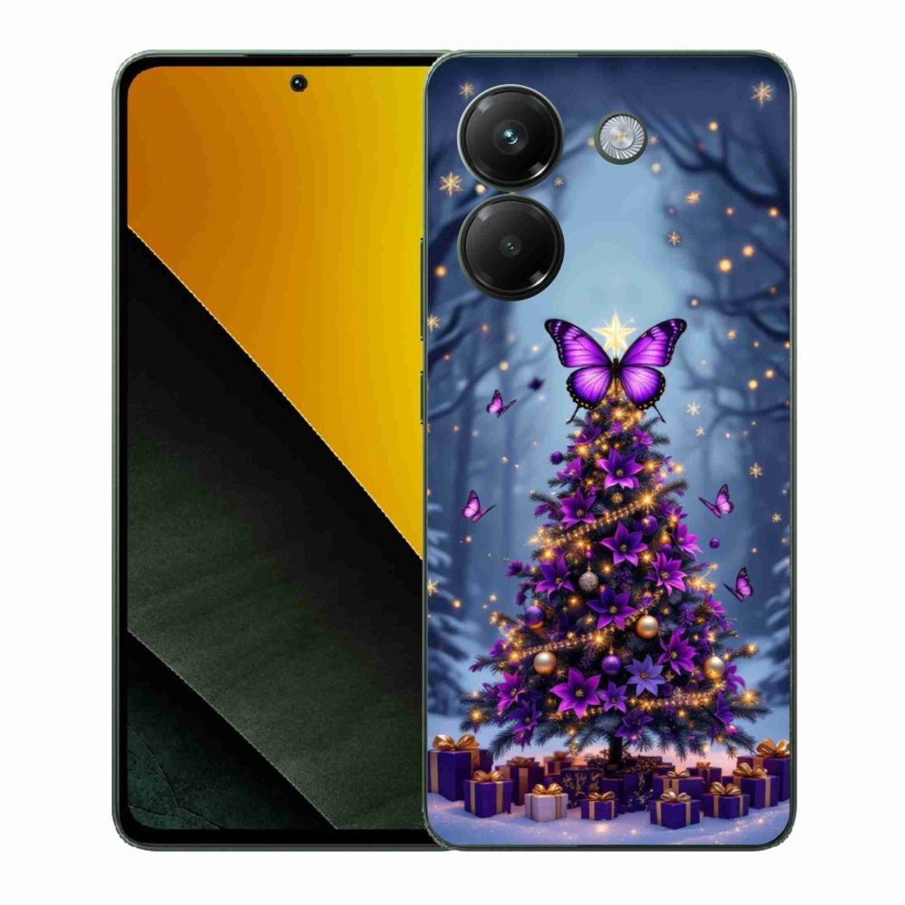 Gelový kryt mmCase na Xiaomi Poco M7 Pro 5G - motýlí vánoční stromek