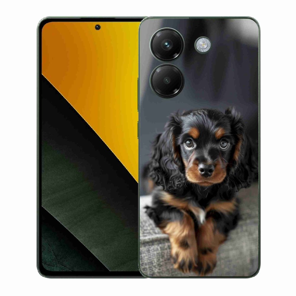 Gelový kryt mmCase na Xiaomi Poco M7 Pro 5G - roztomilý dlouhosrstý jezevčík