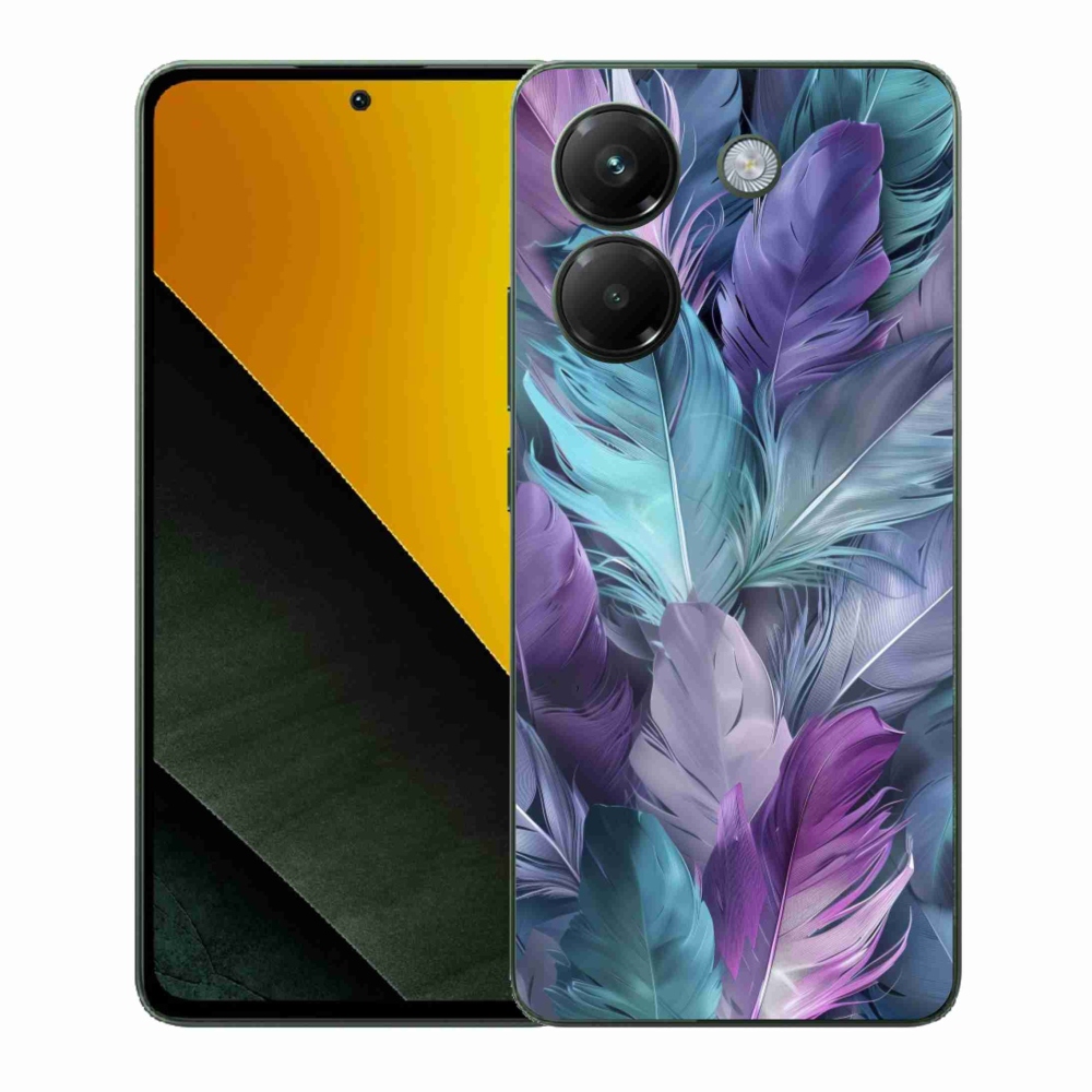 Gelový kryt mmCase na Xiaomi Poco M7 Pro - barevné peří 2
