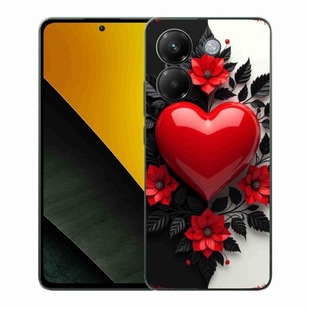 Gelový kryt mmCase na Xiaomi Poco M7 Pro - červené srdce