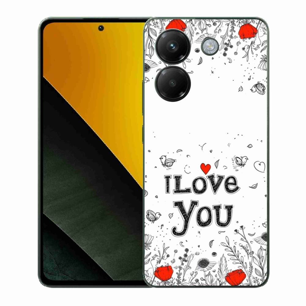 Gelový kryt mmCase na Xiaomi Poco M7 Pro - I love you bílé pozadí