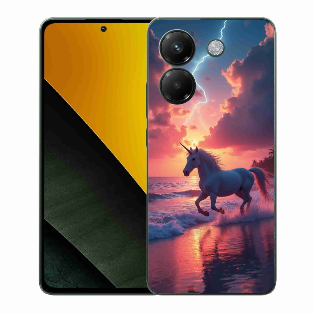 Gelový kryt mmCase na Xiaomi Poco M7 Pro - jednorožec na pláži