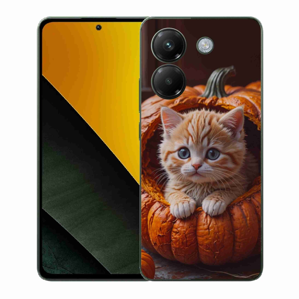 Gelový kryt mmCase na Xiaomi Poco M7 Pro - kotě a dýně 2