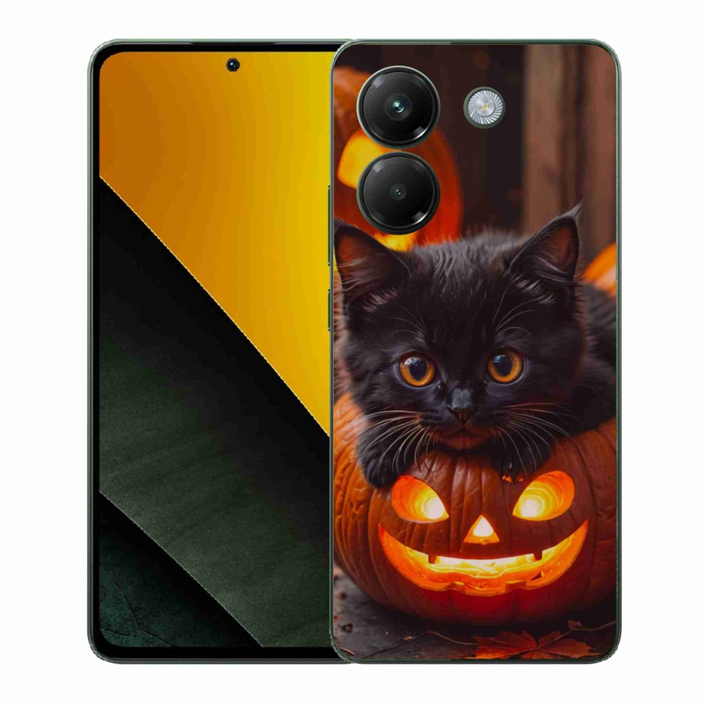 Gelový kryt mmCase na Xiaomi Poco M7 Pro - kotě a dýně