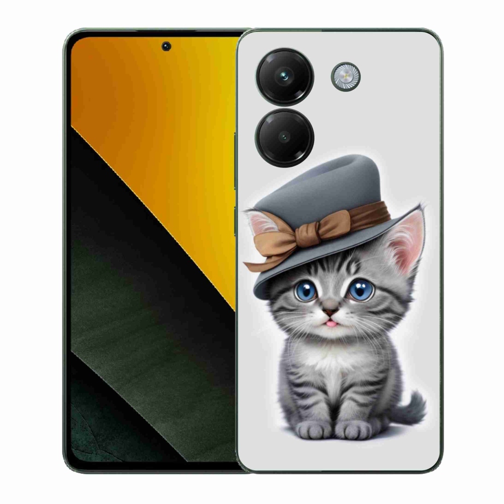 Gelový kryt mmCase na Xiaomi Poco M7 Pro - kotě s kloboukem