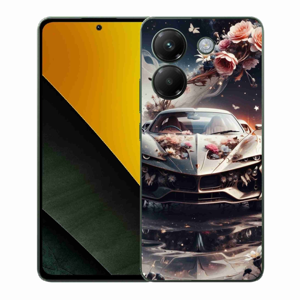 Gelový kryt mmCase na Xiaomi Poco M7 Pro - květinový sportovní vůz