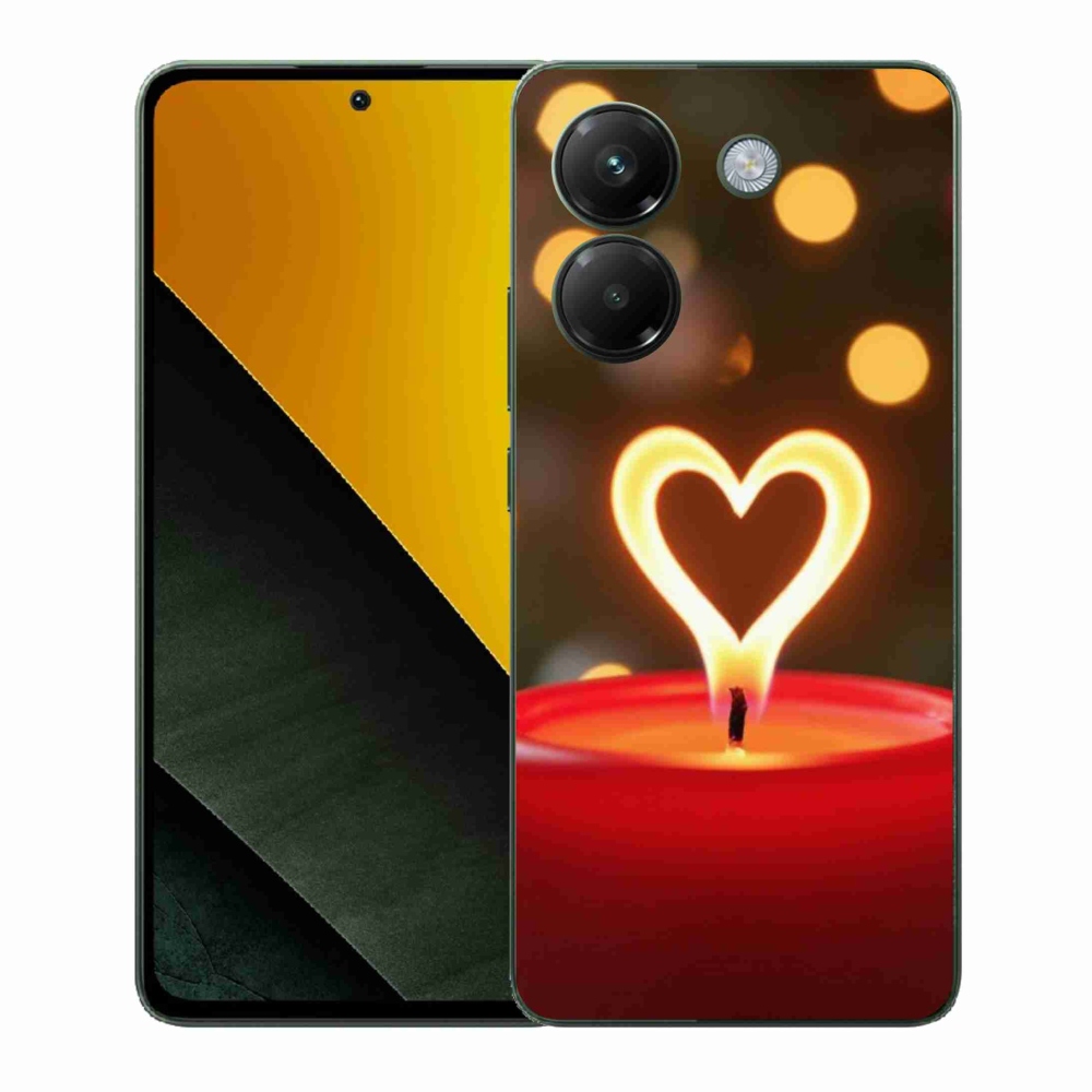 Gelový kryt mmCase na Xiaomi Poco M7 Pro - srdce z plamene