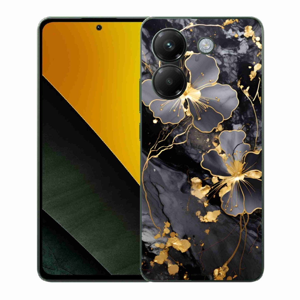 Gelový kryt mmCase na Xiaomi Poco M7 Pro - zlaté květy
