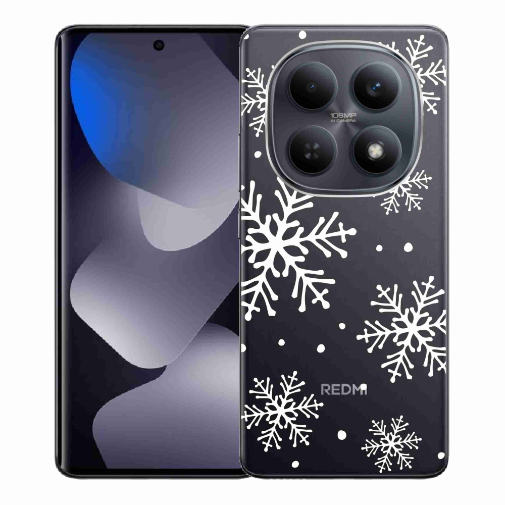 Gelový kryt mmCase na Xiaomi Poco M8 5G/Redmi Note 15 5G/4G - bílé vločky na průhledném pozadí