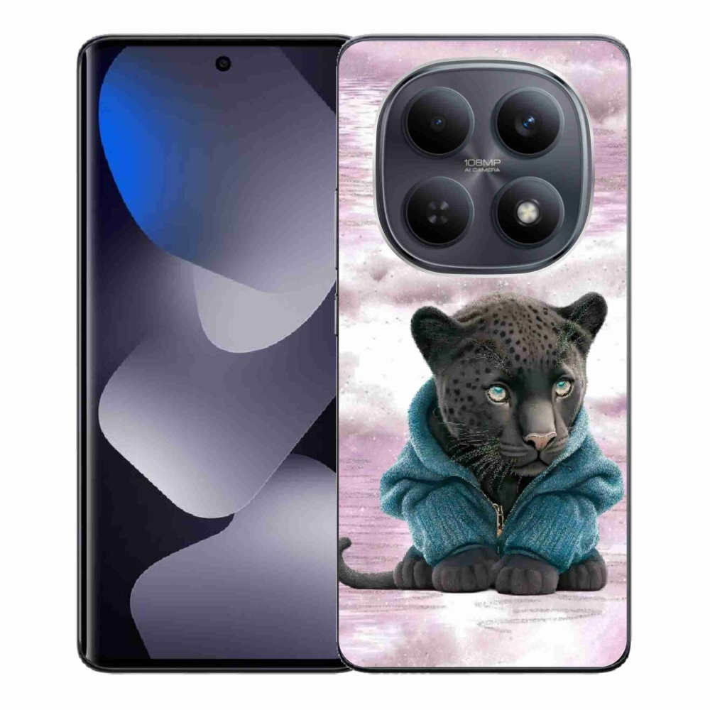 Gelový kryt mmCase na Xiaomi Poco M8 5G/Redmi Note 15 5G/4G - černý panter ve svetru
