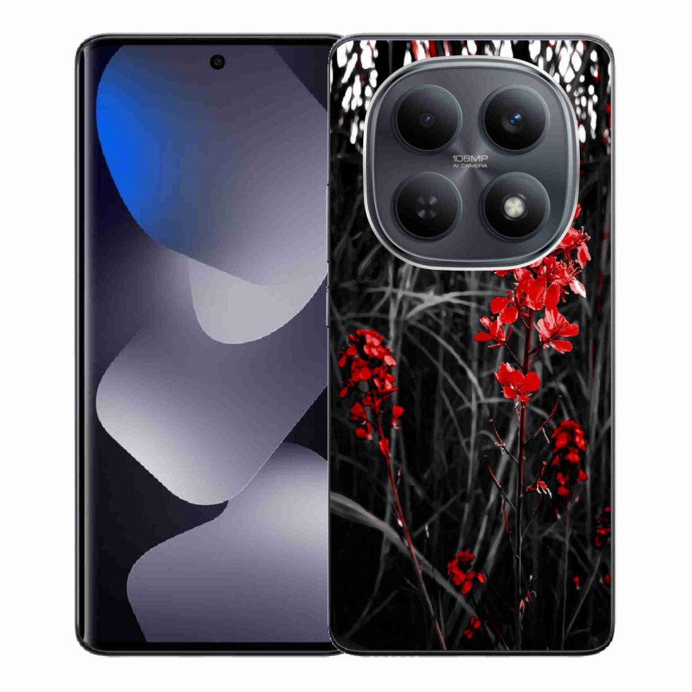 Gelový kryt mmCase na Xiaomi Poco M8 5G/Redmi Note 15 5G/4G - červená rostlina