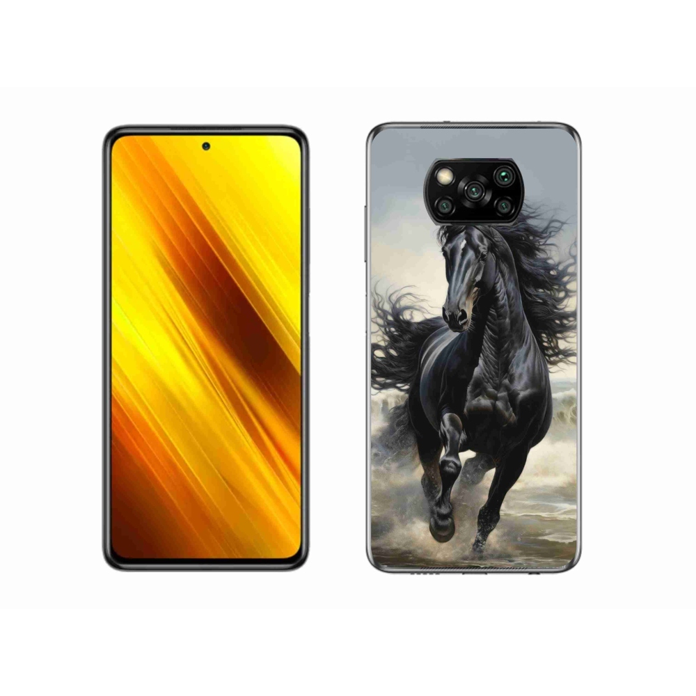 Gelový kryt mmCase na Xiaomi Poco X3 - běžící černý kůň