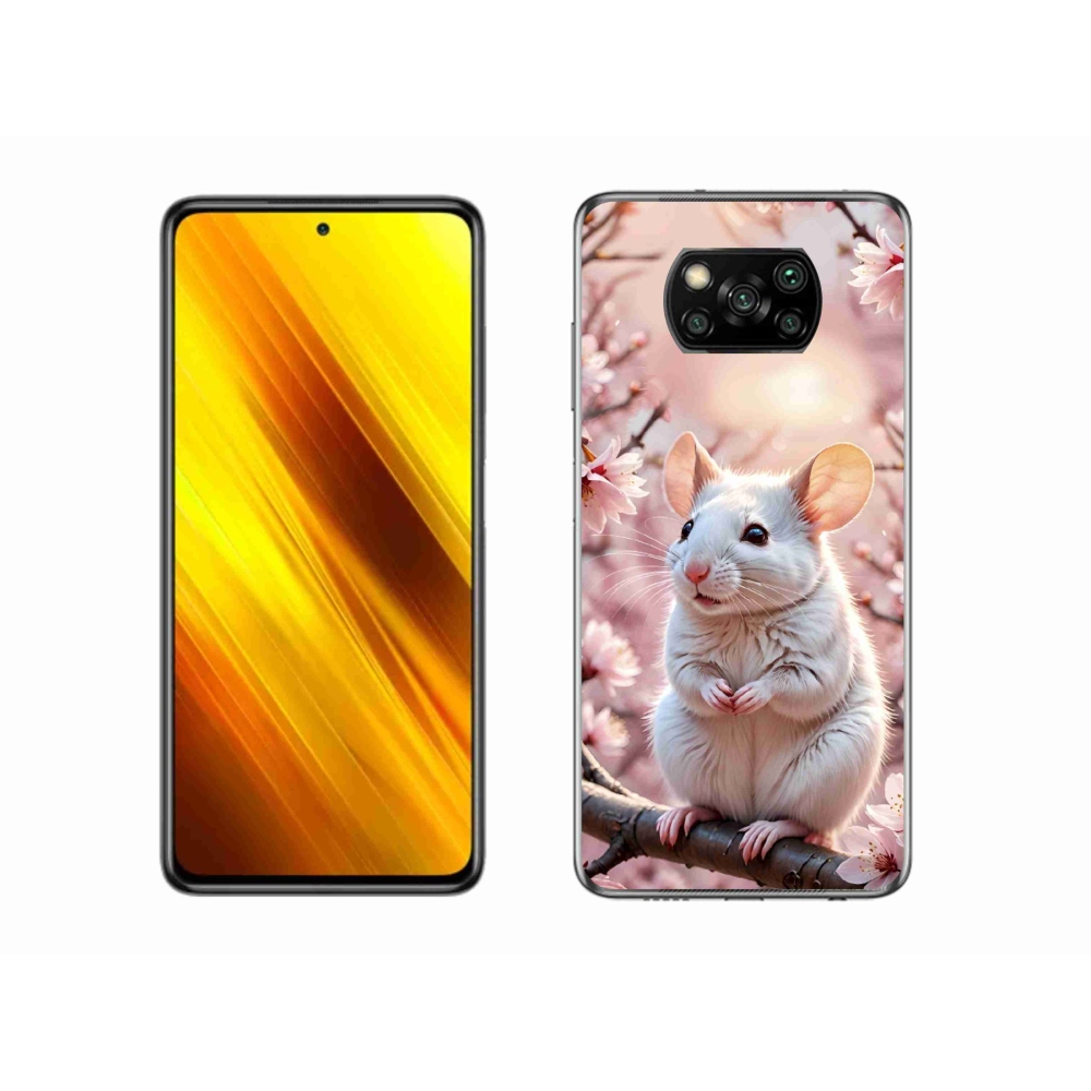 Gelový kryt mmCase na Xiaomi Poco X3 - bílá myš na větvi